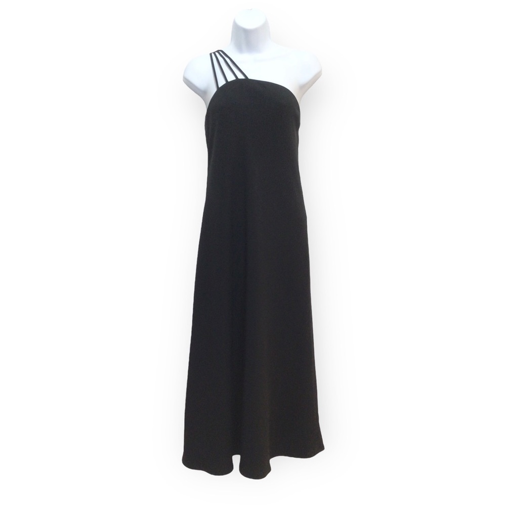 Lauren Ralph Lauren Strappy One Shoulder Little Black Midi Dress size 10